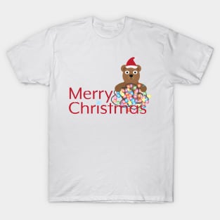 Merry Christmas with Cute Cartoon Bear T-Shirt